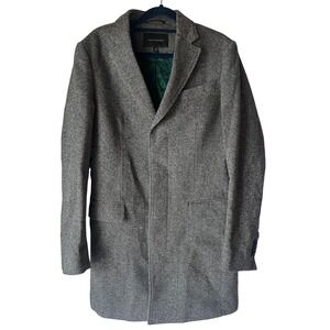 Banana Republic Mens XS Emmetex Italian Wool Donegal Tweed Car Coat Black White